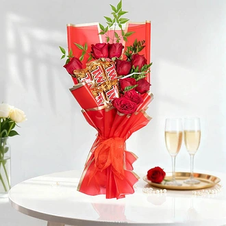 Sweet Romance Twix Rose Bouquet Buy combo gift pack Online for specialGifts