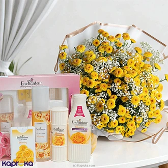 Blossoms Of Love Sunshine Gift Set With Enchanteur Charming Gift Pack And Sunshine Charm Yellow Button Bouquet Buy Gift Sets Online for specialGifts