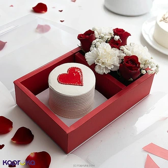 Valentine`s Whispers Of Love Flower And Cake Combo Buy valentine Online for specialGifts