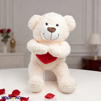 White Teddy Bear Holding Heart ? 25 Inches Buy Soft and Push Toys Online for specialGifts