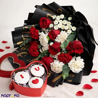 Valentine`s Sweet Petals Flower And Cup Cake Combo Buy Best Sellers Online for specialGifts