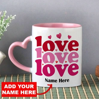 Personalized ``Love`` Valentine Heart Shaped Handle Mug Buy personalized gifts Online for specialGifts