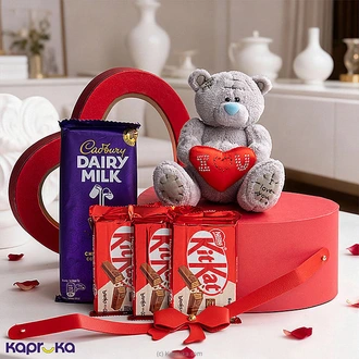 Valentine`s HeartBox  Teddy With Chocolates Buy Kapruka Online for specialGifts