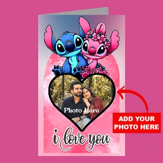 Personalized ``I Love You`` Stitch and Angel Valentine Greeting Card Buy New Additions Online for specialGifts