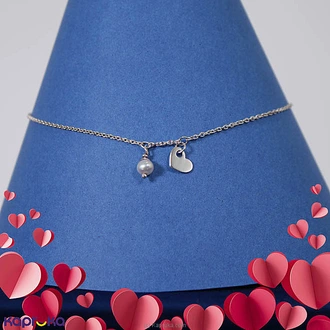 TASH GEM AND JEWELLERY CHARM WITH PEARL SILVER ANKLET TS-K154 Buy Tash gem and jewelry Online for specialGifts