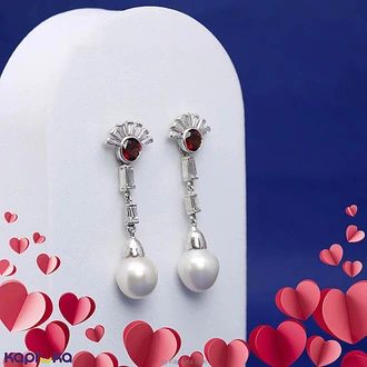 TASH GEM AND JEWELLERY RED GARNET AND PEARL STONE EARRING TS-K135 Buy Tash gem and jewelry Online for specialGifts