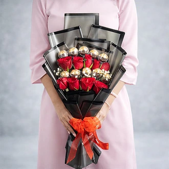 Red Rose  Ferrero Elegance Bouquet at Kapruka Online
