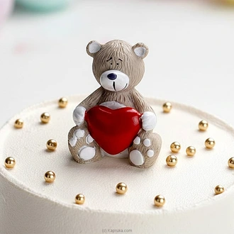 Cute Teddy Bear Figurine Cake Topper With Red Heart Buy New Additions Online for specialGifts