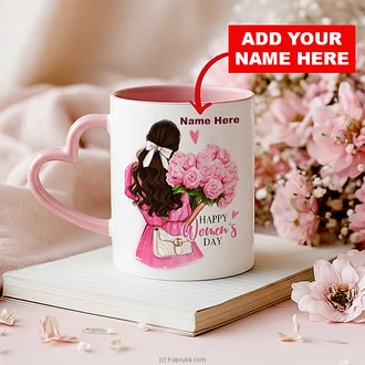 Personalized ``happy Women`s Day`` Heart Shaped Handle Mug - Pink  Online for none