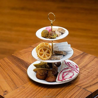 3 Tier Premium Porcelain Cake Tray - Gold Line Buy Household Gift Items Online for specialGifts