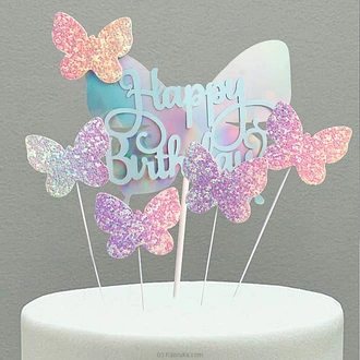 ``Happy Birthday`` Cake Topper with Butterflies - Multicolor Buy party Online for specialGifts