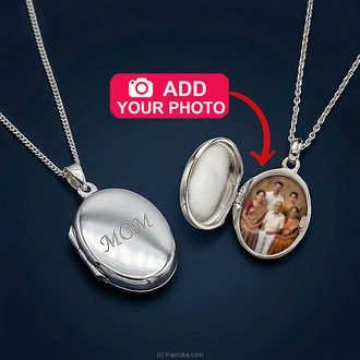 Custom Engraved ``MOM`` Locket Silver Necklace With Photo Buy Tash gem and jewelry Online for specialGifts