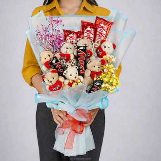 Avurudu Sweet Surprise Teddy Bouquet Buy combo gift pack Online for specialGifts