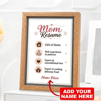 Personalized ``mom Resume`` Photo Frame For Mother`s Day  Online for none