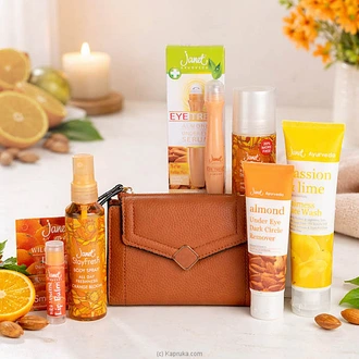 Janet Citrus Glow Beauty Gift Set With Stylish Brown Wallet For Mom Buy Fashion | Handbags | Shoes | Wallets and More at Kapruka Online for specialGifts