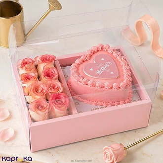 Sweet Pink Heart Chocolate Bento Cake And Rose Bloom Combo For Mother`s Day Buy mothers day Online for specialGifts