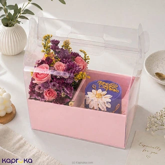 Velvet Violet Ribbon Bento Cake And Flower Surprise For Mother`s Day Buy combo gift pack Online for specialGifts