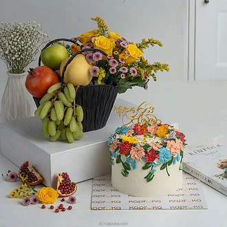 Mothers Special Moments Cake With Fruit Flower Hamper Buy NA Online for specialGifts