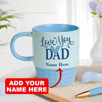 Personalized ``Love You DAD`` Blue Mug For Father`s Day Buy personalized gifts Online for specialGifts