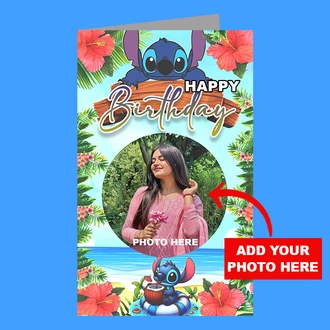 Personalized ``Happy Birthday`` Stitch Themed Greeting Card Buy personalized gifts Online for specialGifts