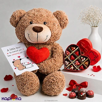 Love And Sweet Moments Gift Combo With Teddy Bear, Chocolates And Greeting Card For Girlfriend`s Day Buy New Additions Online for specialGifts