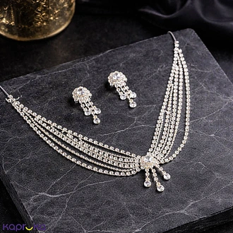 STONE N STRING WHITE AUSTRIAN CRYSTAL NECKLACE SET Buy Stone N String Online for specialGifts