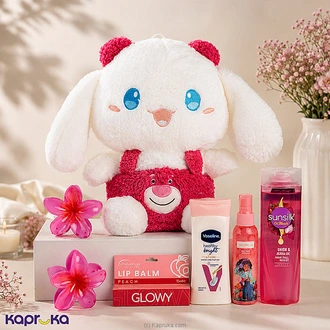 Glow And Charm Beauty Hamper With Cinnamoroll Plush Bunny  Online for none