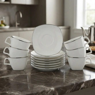 Cherry Platinum Square 12 Pcs Tea Set (NBC) Buy Household Gift Items Online for specialGifts