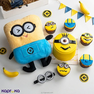 Minion Mania Cake And Cupcake Delight with Minion Plush Toy Buy combo gift pack Online for specialGifts