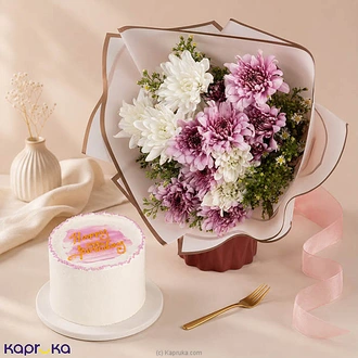 Elegant Pink Bento Cake And White Harmony Combo With Flower Bouq  Online for none