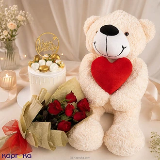 Sweetheart`s Dream Rose Bouquet With Cake And Teddy Combo Buy combo gift pack Online for specialGifts