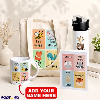 Personalized Kids Affirmation Gift Set With Tote Bag, Bottle, Mu  Online for none