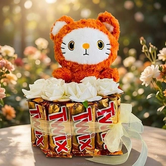 Golden Love With Teddy Twix Chocolate Gift Buy Chocolates Online for specialGifts