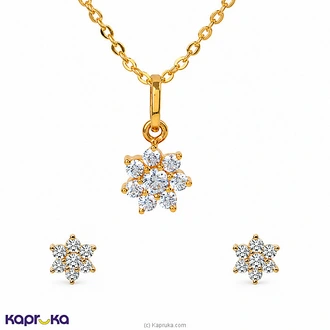 Mallika Hemachandra 22kt Gold Pendant And Ear Stud Set With Cubi  Online for none