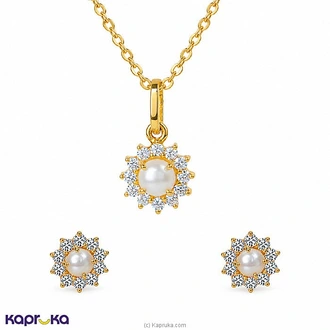 Mallika Hemachandra 22kt Gold Pendant And Ear Stud Set With Pear  Online for none
