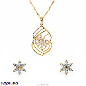 Mallika Hemachandra 22kt Gold Pendant And Ear Stud Set With Cubi  Online for none