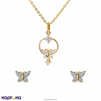 Mallika Hemachandra 22kt Gold Pendant And Ear Stud Set With Cubi  Online for none