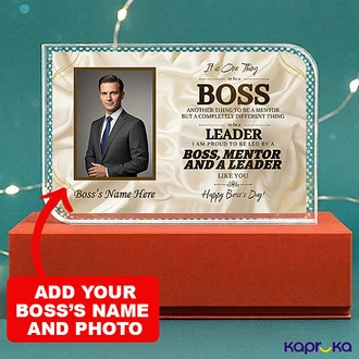 Personalized Boss Appreciation Crystal Plaque with Custom Name and Photo For Boss`s Day  Online for none