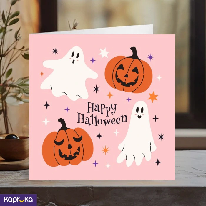 Happy Halloween Greeting Card 5x5 Print On Shine Glitter Board