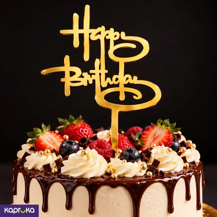 Gold Happy Birthday Cake Topper
