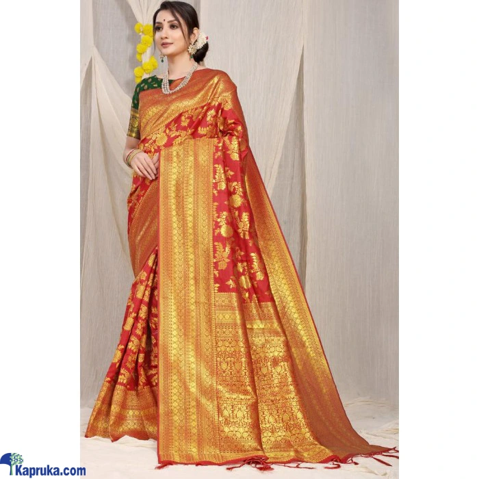 Pure Silk Saree With Pure Gold Jari Wewing Work With Brocade Blouse
