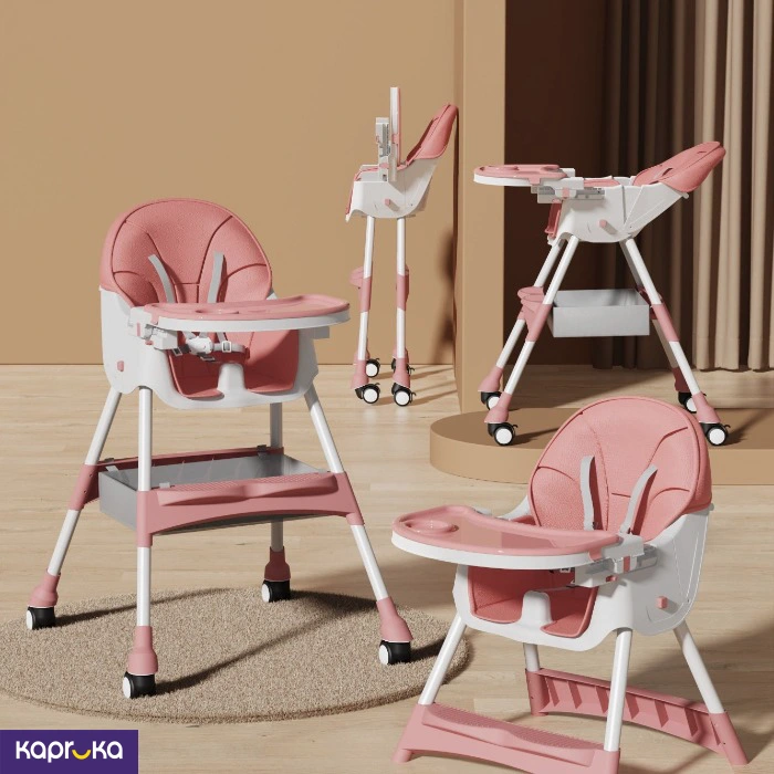 Kids Feeding Chair Pink With Backrest High Chair Ideal For 6 Month Onwards