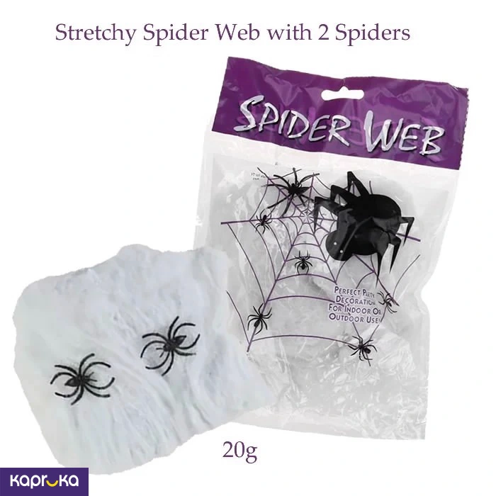 Stretchable Spider Web With Small Spider For Halloween