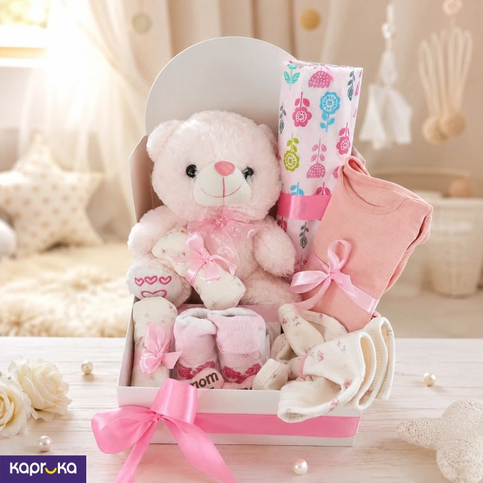 Soft Pink Teddy Baby Gift Box