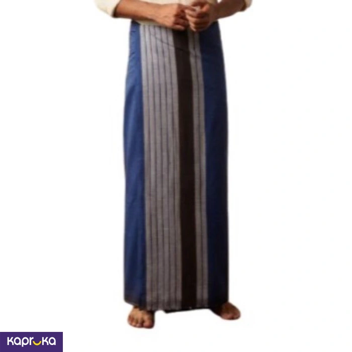 Homins Handloom Gents Sarong Emperor Collection Royal Blue Silver Black