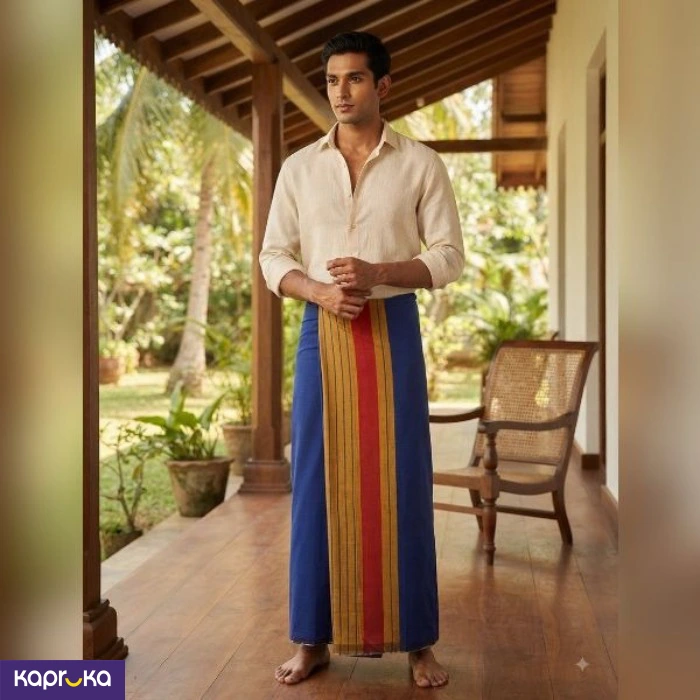 Homins Handloom Gents Sarong Emperor Collection Royal Blue Golden Yellow Red