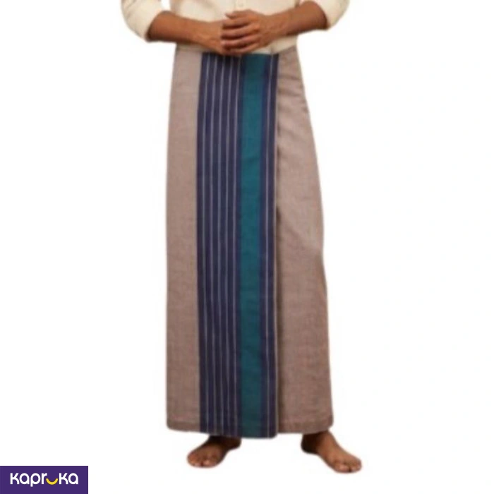 Homins Handloom Gents Sarong Emperor Collection Silver Royal Blue Turquoise Blue