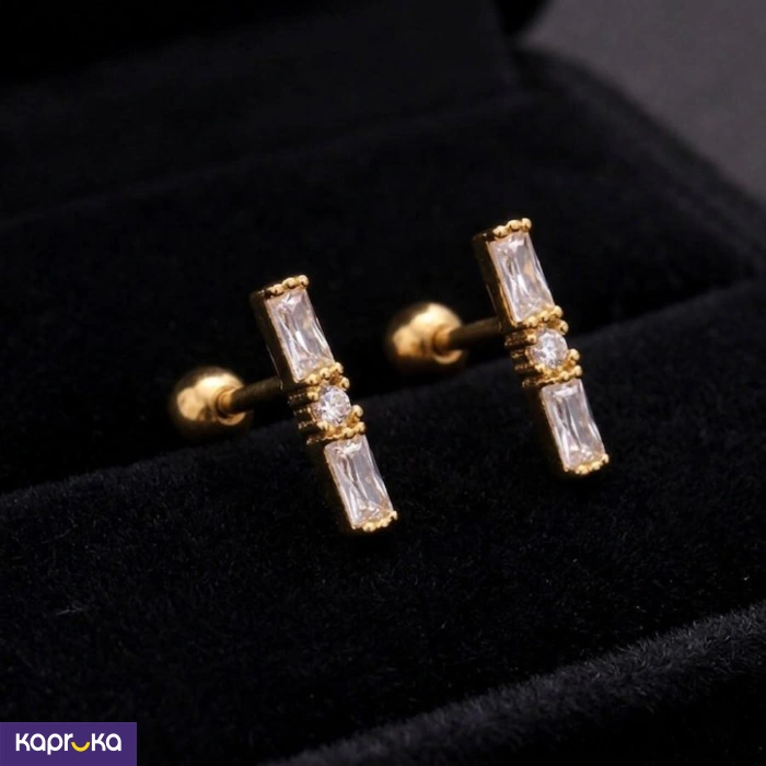 Stainless Steel Gold Plated Aura Parallel Studs
