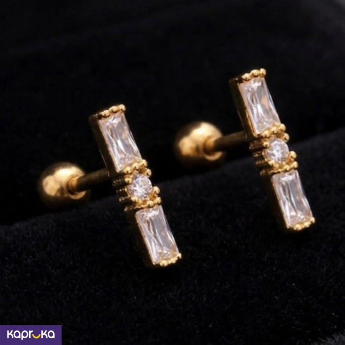 Stainless Steel Gold Plated Aura Parallel Studs