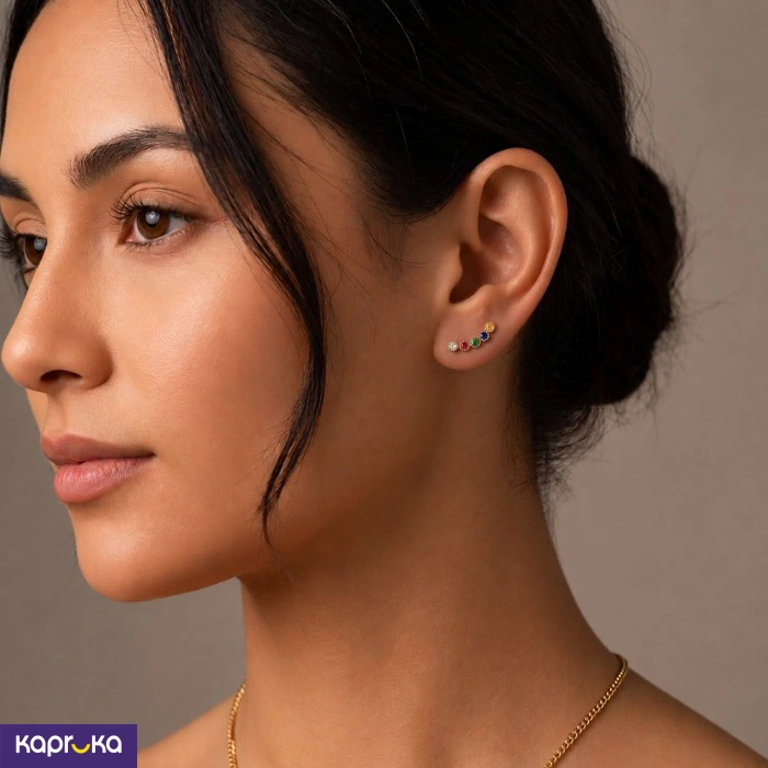 Stainless Steel Gold Plated Aria Rainbow Arc Earrings